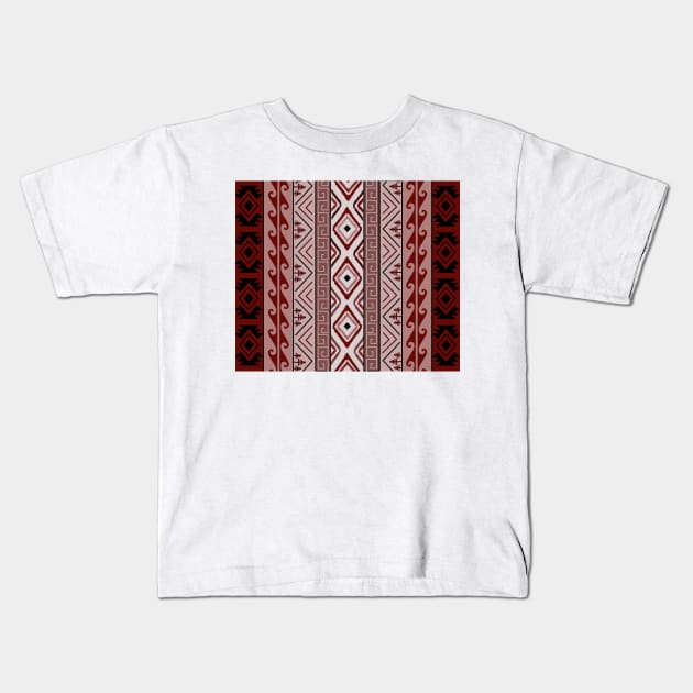 Aztec red design Kids T-Shirt by Sci-Emily